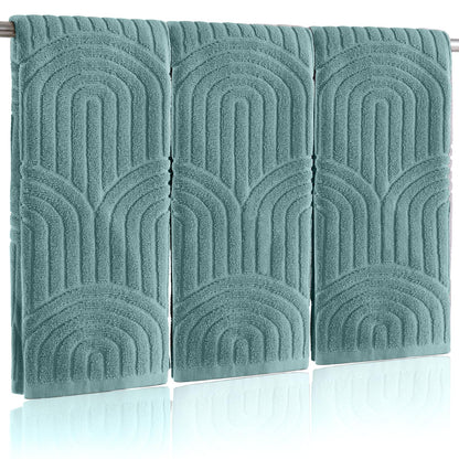 Boho 100% Cotton Towels - 3 Pcs 16 x 26 inches Hand Towels Set Ultra Soft and Highly Absorbent for Bathroom or Kitchen, Hotels, Spa