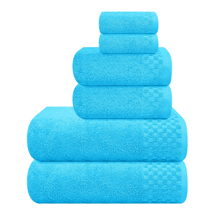 MyOwn Premium Cotton 6 Pack Towel Set for Bathroom, Contains 2 Bath Towels 28x55 inch, 2 Hand Towels 16x24 inch & 2 Wash Coths 12x12 inch, Ideal Everyday use, Compact & Lightweight - Black
