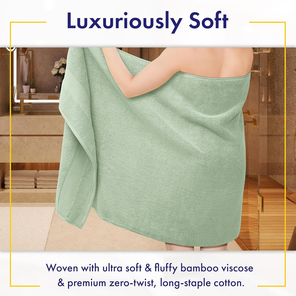 Alusa Home Ultra Soft & Plush Viscose from Bamboo Bath Towels - 700 GSM Luxury Bath Towels - 6 Piece Set - Super Absorbent & Quick Drying (Eucalyptus Green)
