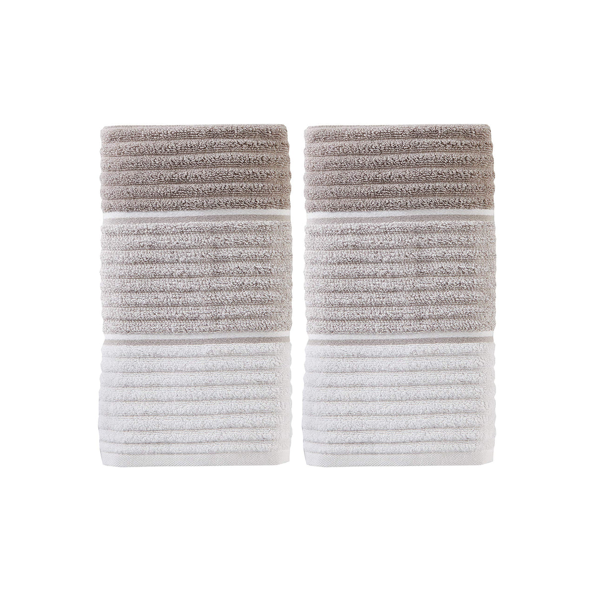 SKL Home Seabrook Stripe Hand Towel Set-2pc, Premium 100% Cotton, Teal