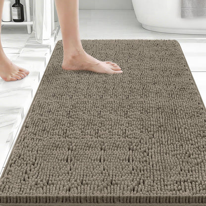 Bcoimo Small Bath Rug Mat,24x17 Chenille High Absorbent Latte Bathroom Mats