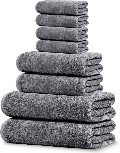 Tens Towels 8 Piece Towel Set, 2 XL Bath, 2 Hand, 4 Washcloth, Dark Grey