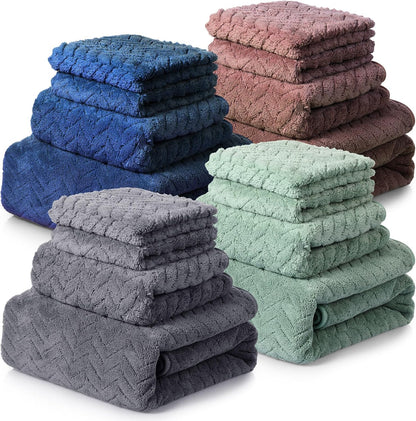 Mixweer 16 Pcs Bath Towel Set Quick Dry Towel Set for Bathroom, Dark Color