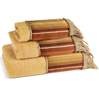 Zahari Home Sinatra Modern Bathroom Towel Set - 3 Piece Luxury Contemporary Decor Bling Champagne Gold Bath Towel Set Soft, Plush and Highly Absorbent