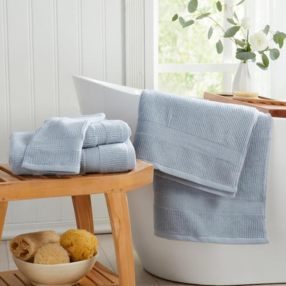 Springtree Home 100% Cotton Bath Towel Set | 6-Piece Set | Textured | Blue