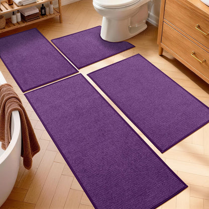 YIHOUSE Gray Bathroom Rugs Sets 3 Piece, Quick Dry Thin Bath Mat with Toilet Rug, Non Slip Absorbent Machine Washable, Bath Runner Rugs for Bathtub Sink Home Decor