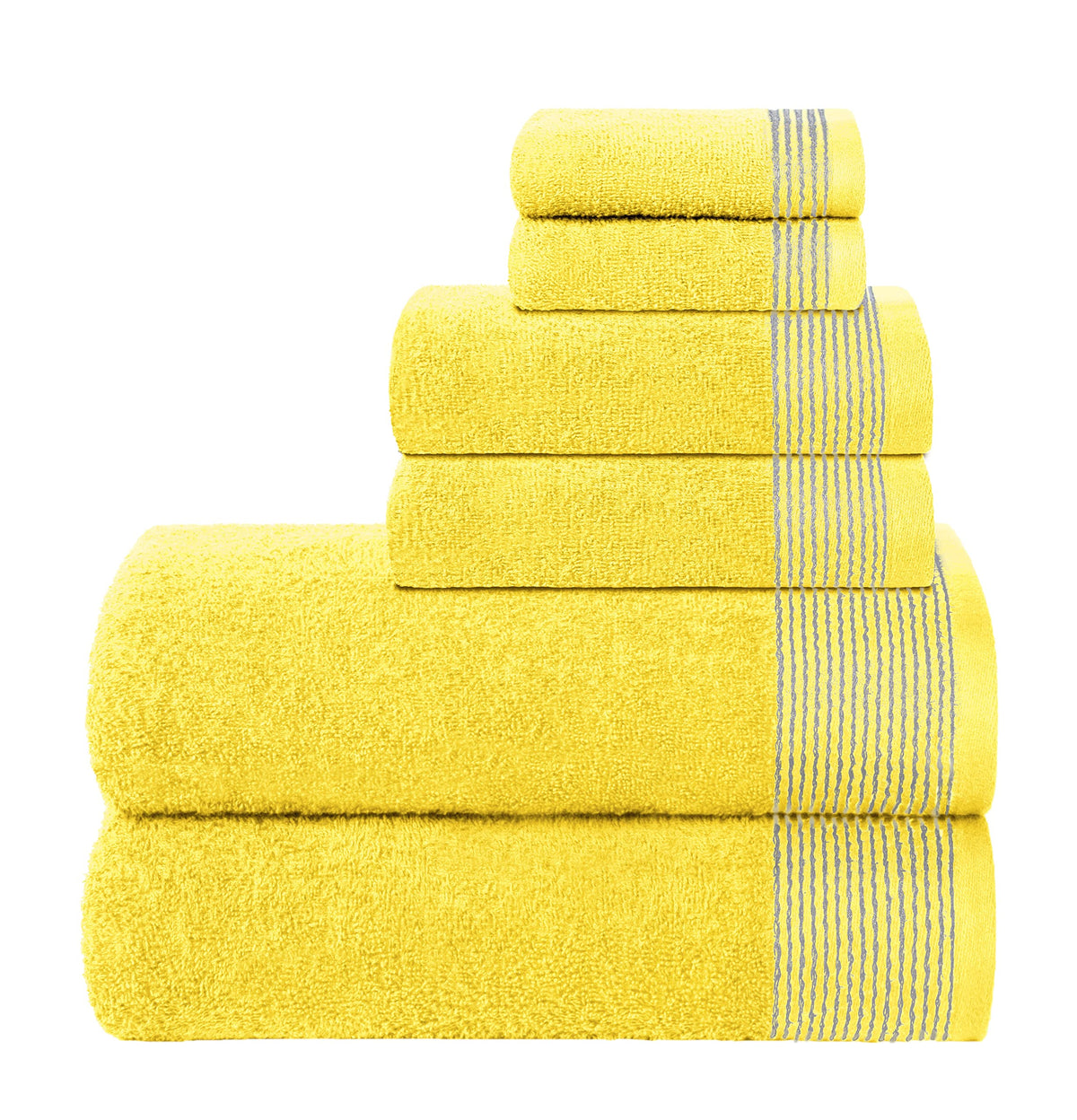 Belizzi Home 100% Cotton Ultra Soft 6 Pack Towel Set, Contains 2 Bath Towels 28x55 inchs, 2 Hand Towels 16x24 inchs & 2 Washcloths 12x12 inchs, Compact Lightweight & Highly Absorbant - Black