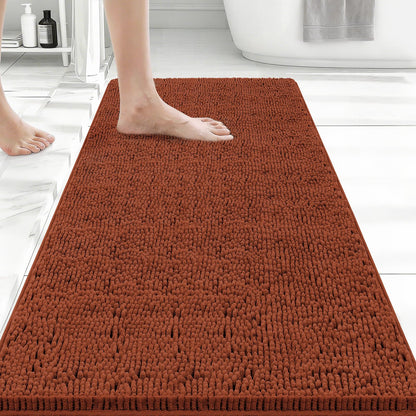 Bcoimo Bath Rug Mat,Sage Chenille High Absorbent Long Bathroom Runner Rugs