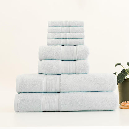 Luzia 8 Piece Bathroom Towel Set - 100% Turkish Cotton, Premium Quality - 2 Bath Towels 2 Hand Towels and 4 Washcloths (Coral)