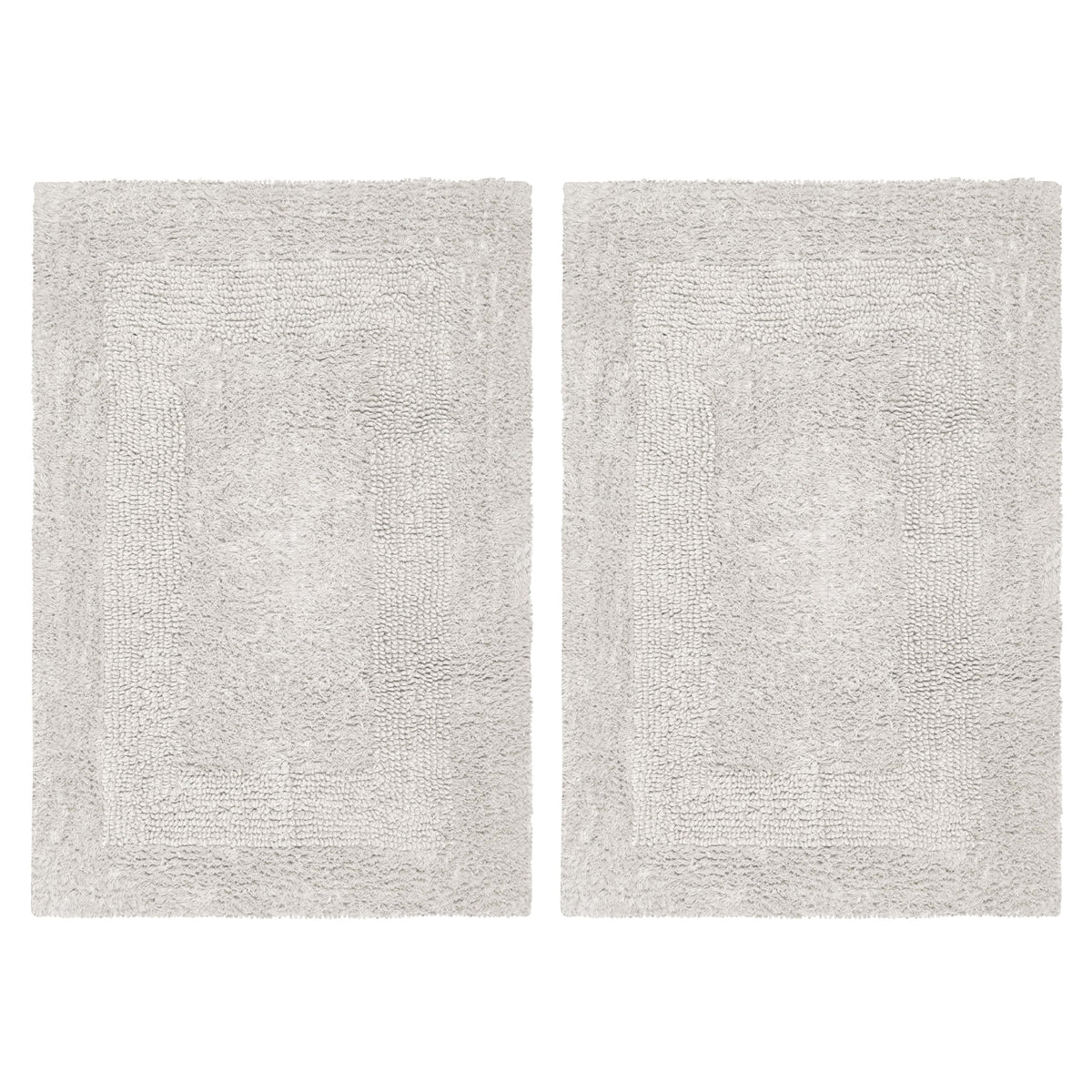 COTTON CRAFT 2 Pack Reversible Bath Mat Rug - Soft Luxurious -17x24- Ivory