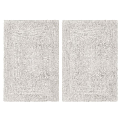 COTTON CRAFT 2 Pack Reversible Bath Mat Rug - Soft Luxurious -17x24- Ivory
