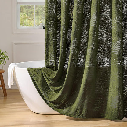 Olive Green Shower Curtain Lace Tropical Plant Textured Shower Curtain Sheer Farmhouse Fabric Shower Curtains for Bathroom 72 x 72