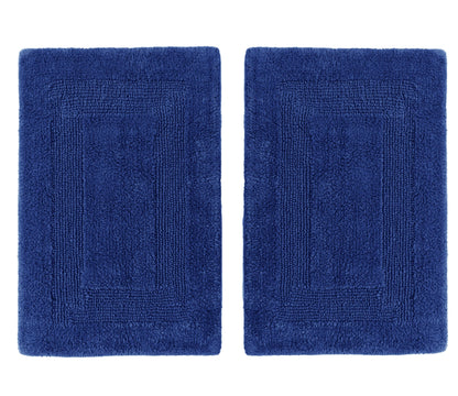 COTTON CRAFT 2 Pack Reversible Bath Mat Rug - Soft Luxurious -17x24- Ivory