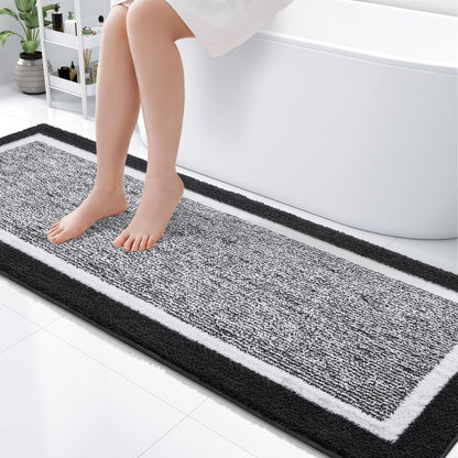 OLANLY Small Bathroom Rugs 24x16, Soft Absorbent Microfiber Bath Rugs, Grey