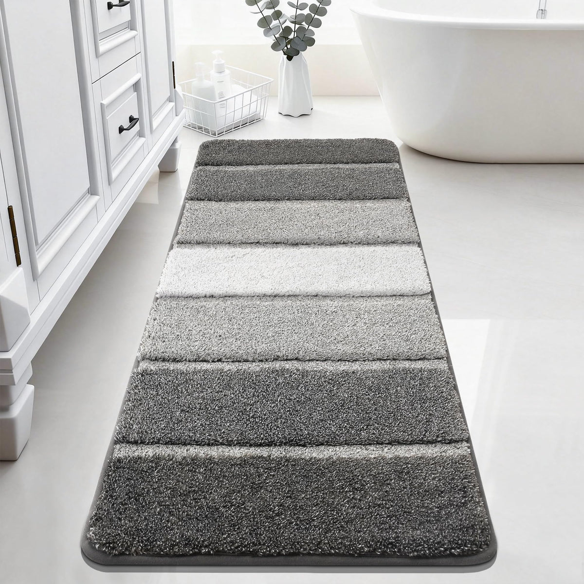 COSY HOMEER Bathroom Rugs 24x17,Ultra Soft Absorbent Bath Mat,Grey
