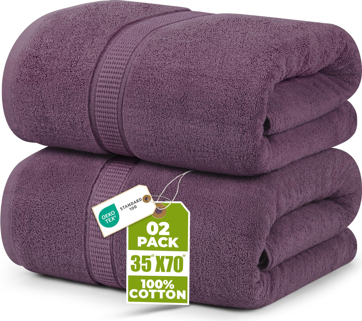 Utopia Towels Jumbo Bath Sheets, 2 Pack, 35x70 in, 600 GSM Cotton, Grey