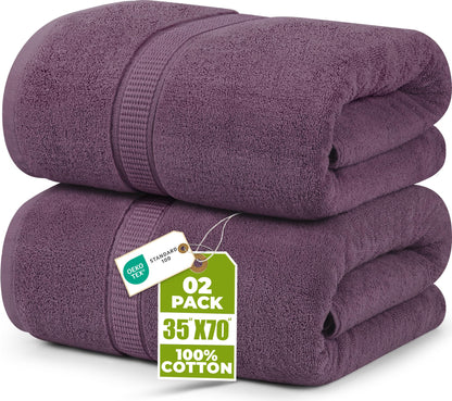 Utopia Towels Jumbo Bath Sheets, 2 Pack, 35x70 in, 600 GSM Cotton, Grey