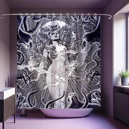 Black Goth Witchy Skull Shower Curtain Gothic Home Gift 72x72 Inches