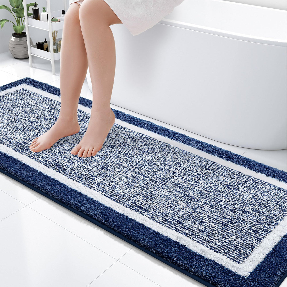OLANLY Small Bathroom Rugs 24x16, Soft Absorbent Microfiber Bath Rugs, Grey