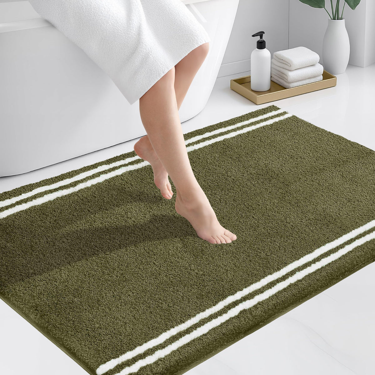 PURRUGS Bathroom Runner Rug, Bath Mat, 24" x 60", Beige