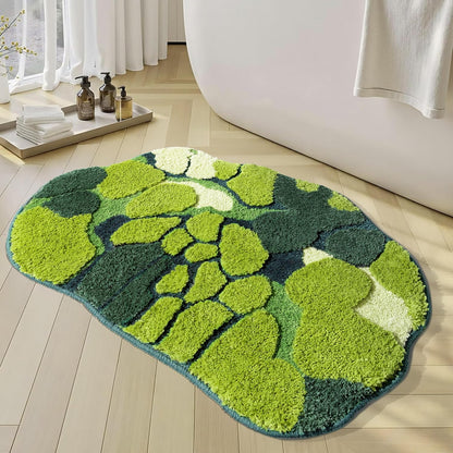 RORA Green Bathroom Rugs Moss Bath Mat 32×20 Non Slip Absorbent Bath Rug