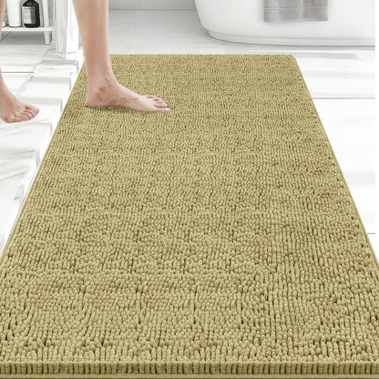 Bcoimo Bath Rug Mat,Sage Chenille High Absorbent Long Bathroom Runner Rugs