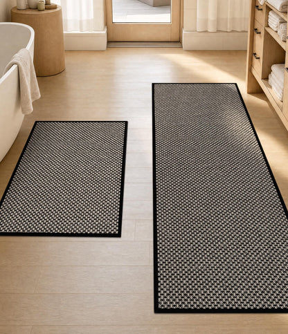 YIHOUSE Black Bathroom Rugs Sets 2 Pieces,Thin Bath Mat Quick Dry