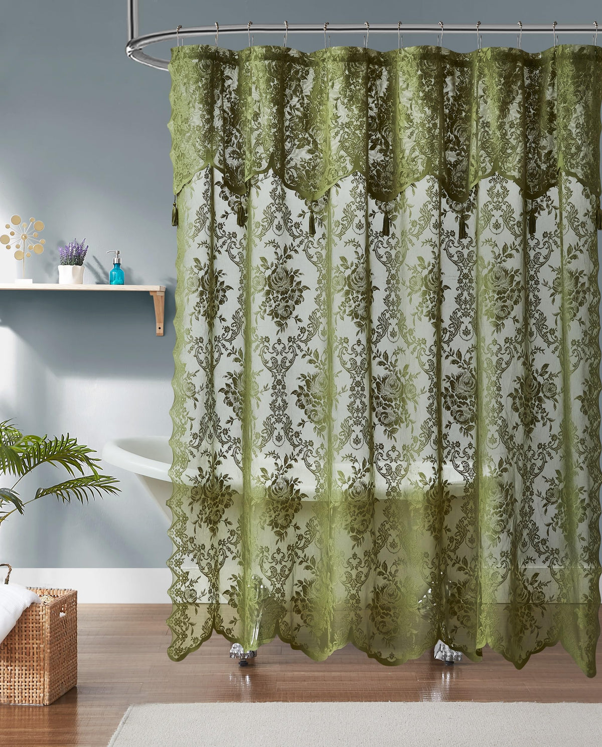 Warm Home Designs Golden Lace Shower Curtain with Valance. LAU Linen 72