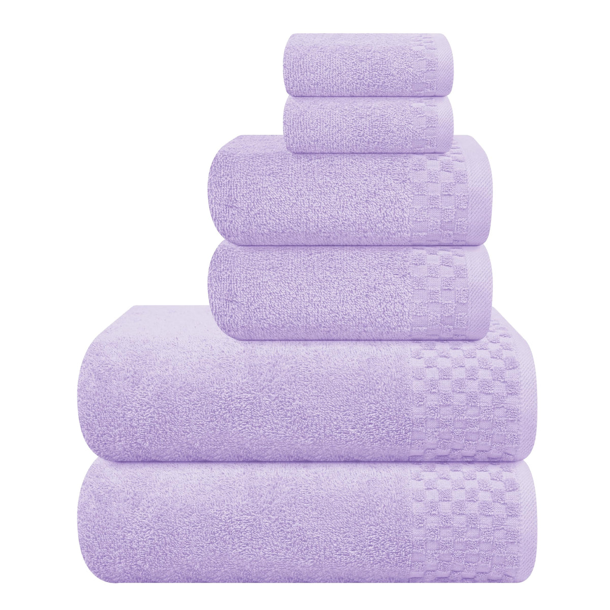 MyOwn Premium Cotton 6 Pack Towel Set for Bathroom, Contains 2 Bath Towels 28x55 inch, 2 Hand Towels 16x24 inch & 2 Wash Coths 12x12 inch, Ideal Everyday use, Compact & Lightweight - Black