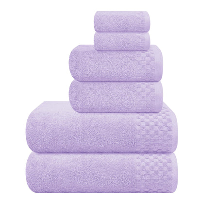 MyOwn Premium Cotton 6 Pack Towel Set for Bathroom, Contains 2 Bath Towels 28x55 inch, 2 Hand Towels 16x24 inch & 2 Wash Coths 12x12 inch, Ideal Everyday use, Compact & Lightweight - Black