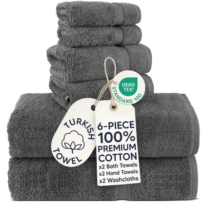Chakir Turkish Linens 100% Cotton 4-Pack Bath Towels 27x54, Gray