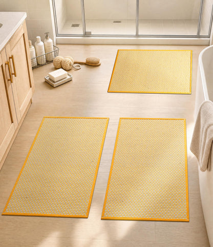 YIHOUSE Black Bathroom Rugs Sets 2 Pieces,Thin Bath Mat Quick Dry