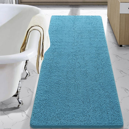 LOCHAS Luxury Bathroom Rug Shaggy Bath Mat 24 x 60 Inch, Gray