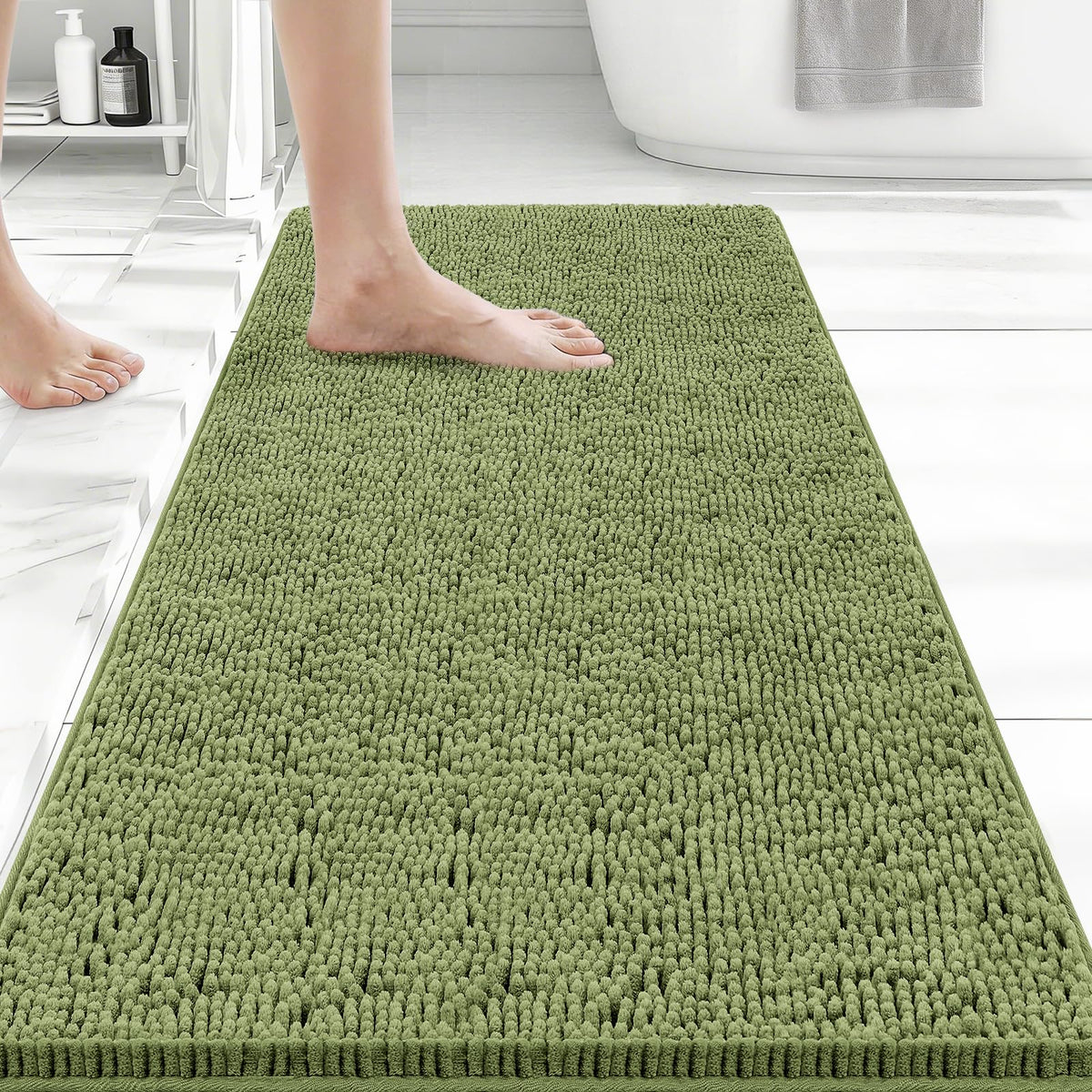Bcoimo Small Bath Rug Mat,24x17 Chenille High Absorbent Latte Bathroom Mats