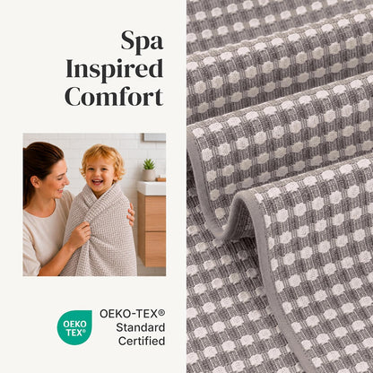 Modern Threads 6 Piece Bath Towel Set – Bathroom Towel Set with 2 Bath Towels, 2 Hand Towels & 2 Washcloths – 100% Cotton, Soft & Absorbent – Waffle (Classic Taupe)