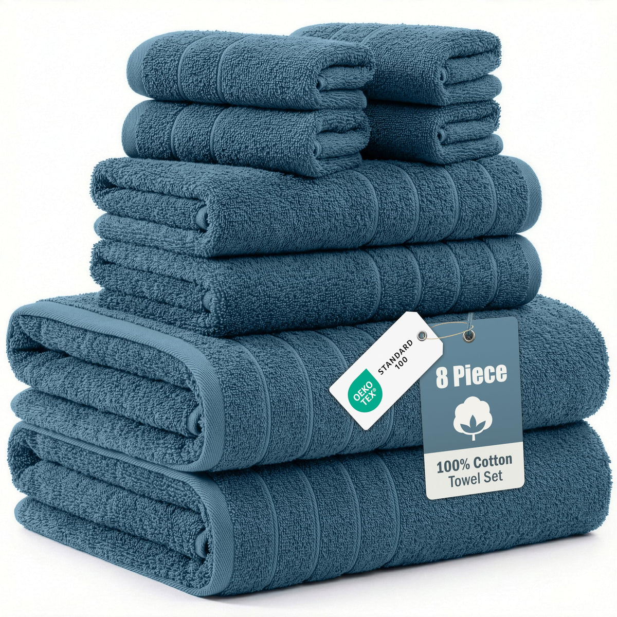 Casa Platino Towel Set Soft Absorbent Quick Dry 100% Cotton - Cool Grey