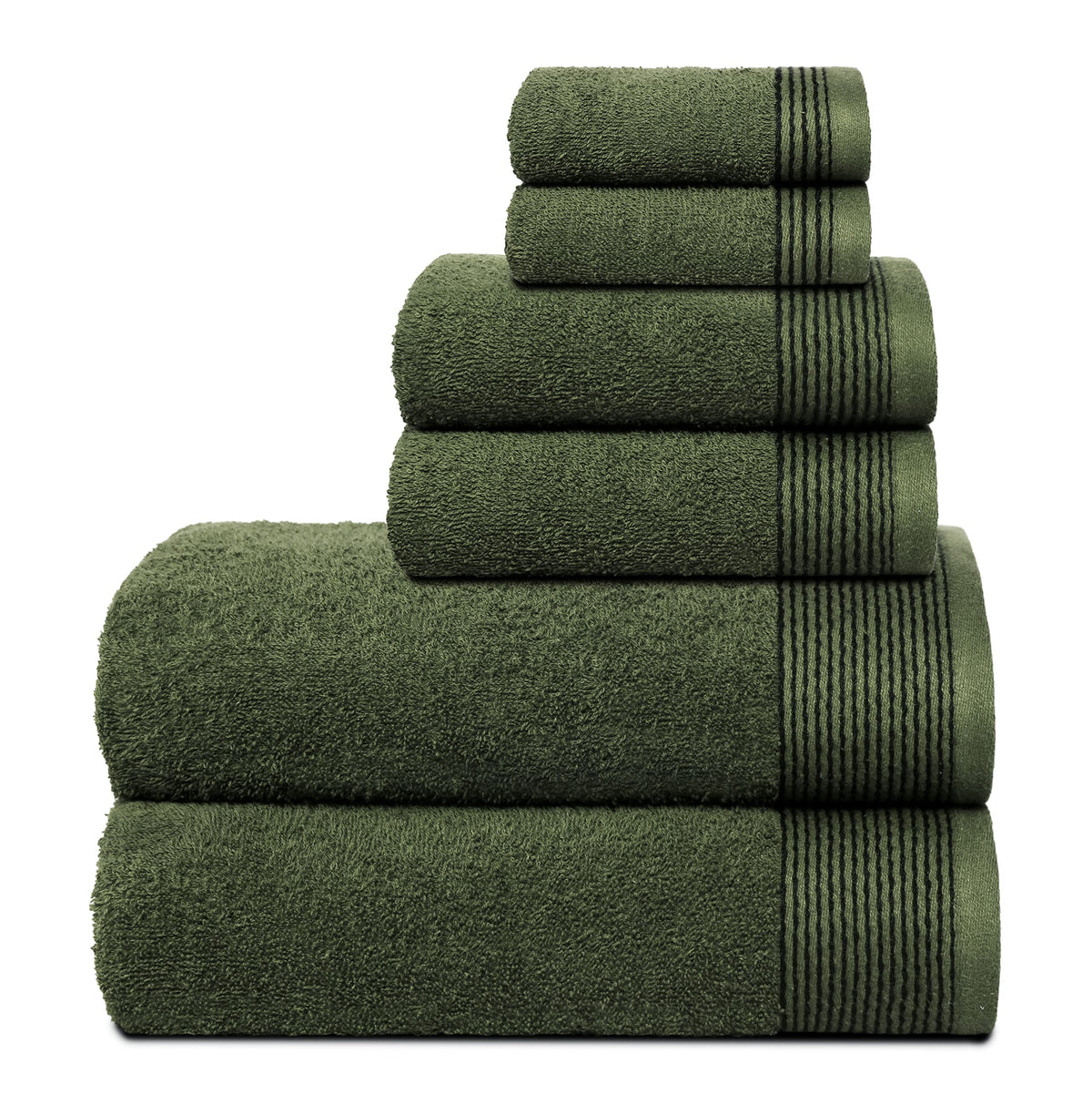 Belizzi Home 100% Cotton Ultra Soft 6 Pack Towel Set, Contains 2 Bath Towels 28x55 inchs, 2 Hand Towels 16x24 inchs & 2 Washcloths 12x12 inchs, Compact Lightweight & Highly Absorbant - Black