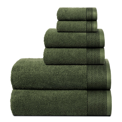 Belizzi Home 100% Cotton Ultra Soft 6 Pack Towel Set, Contains 2 Bath Towels 28x55 inchs, 2 Hand Towels 16x24 inchs & 2 Washcloths 12x12 inchs, Compact Lightweight & Highly Absorbant - Black