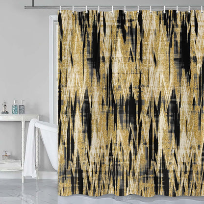 JAWO Abstract Shower Curtain,Modern Aesthetic Abstract Stripe Shower Curtain Set, Yellow Blue Grey Contemporary Abstract Painting Fabric Shower Curtains