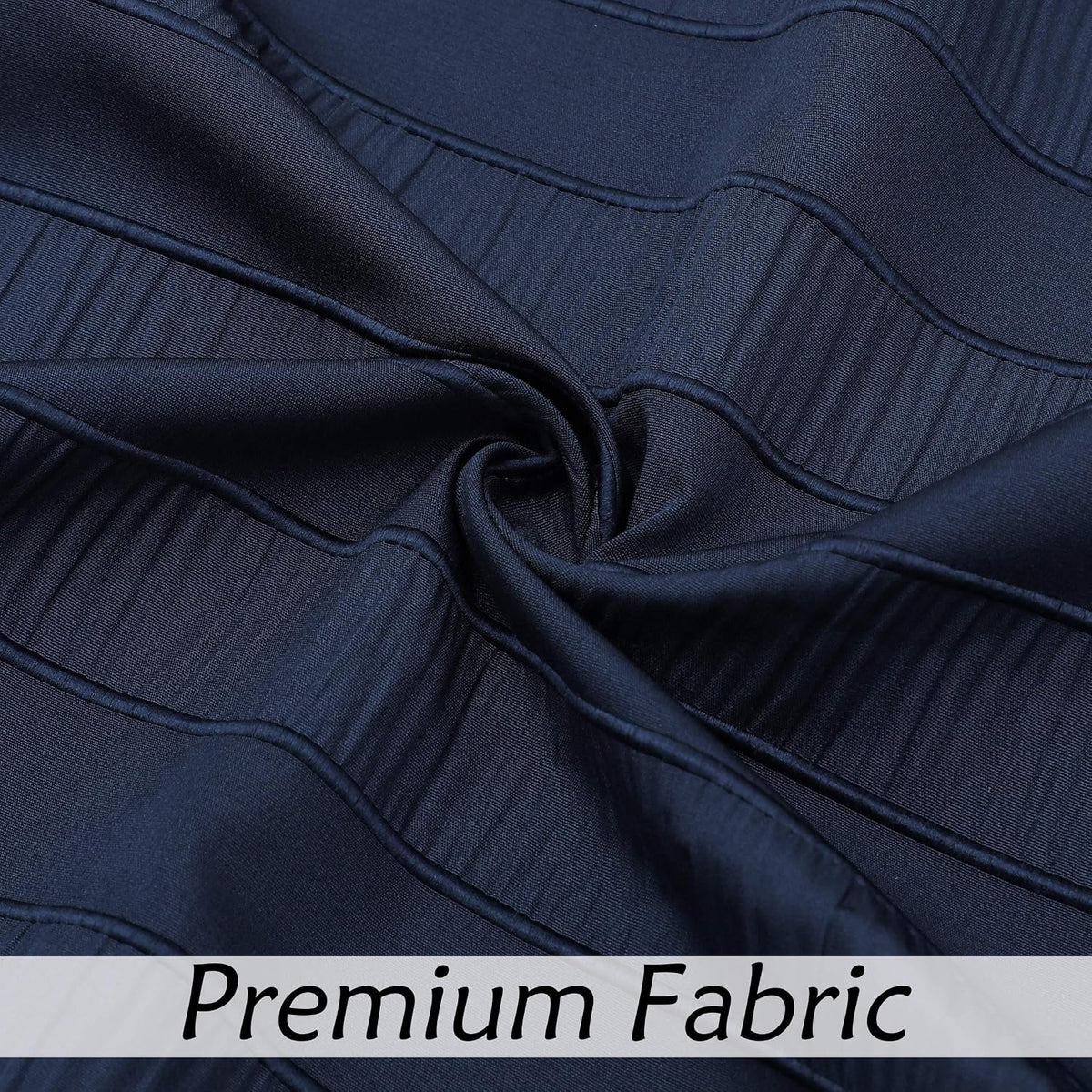 Central Park Navy Blue Shower Curtains Gathered Stripe Seersucker Puckered Ruffle Decorative Pattern for Modern Elegant Bathroom Spa Hotel with Buttonholes 70"x72", Not Waterproof
