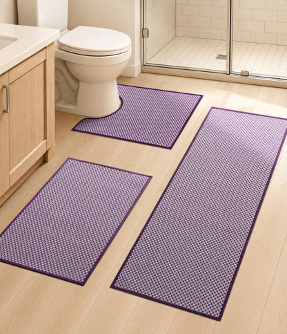 YIHOUSE Black Bathroom Rugs Sets 2 Pieces,Thin Bath Mat Quick Dry