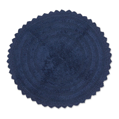 DII Crochet Collection Reversible Bath Mat, Small Oval, 17x24, Dark Green