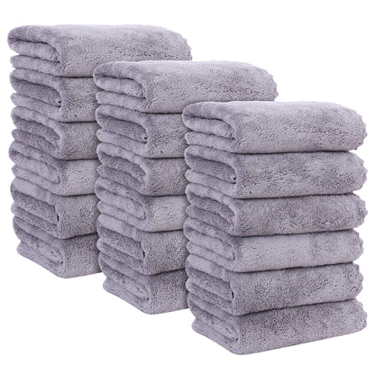MOONQUEEN 6 Pack Premium Hand Towels - Quick Drying - Microfiber Coral Velvet Highly Absorbent Towels - Multipurpose Use as Hotel, Bathroom, Shower, Spa, Hand Towel 16 x 28 inches (Brown)
