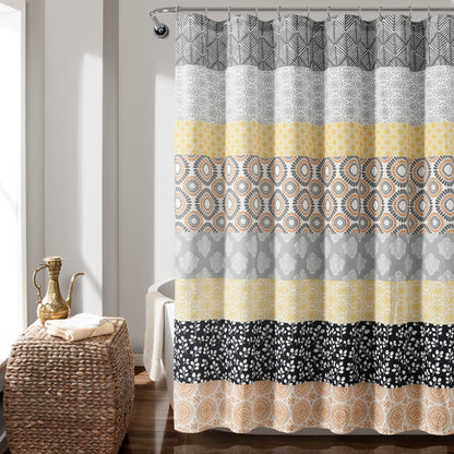 Lush Decor Bohemian Stripe Shower Curtain, 72" W x 72" L, Fuchsia & Orange - Bathroom Curtain - Striped Shower Curtain - Boho Decor - Fabric Shower Curtains