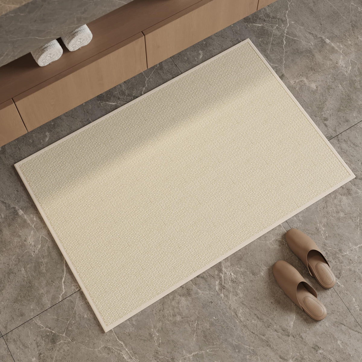 Mecko Bath Mat 16"x24",Ultra Thin Bathroom Rug fit Under Door Light Blue