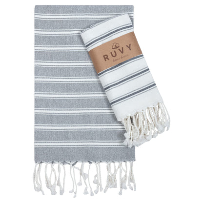 Ruvy Home Basics Turkish Hand Towels for Bathroom Set of 2 | 18"x40", Cotton | Decorative Towel for Bathroom, Kitchen, Dishcloth, Tea, Yoga, Face, Gym - Beige