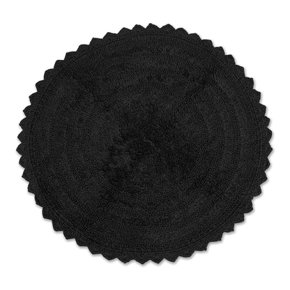 DII Crochet Collection Reversible Bath Mat, Small Oval, 17x24, Dark Green