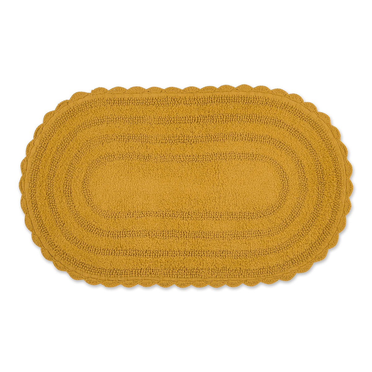 DII Crochet Collection Reversible Bath Mat, Small Oval, 17x24, Dark Green