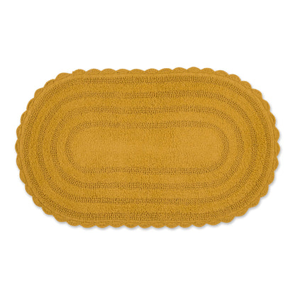 DII Crochet Collection Reversible Bath Mat, Small Oval, 17x24, Dark Green