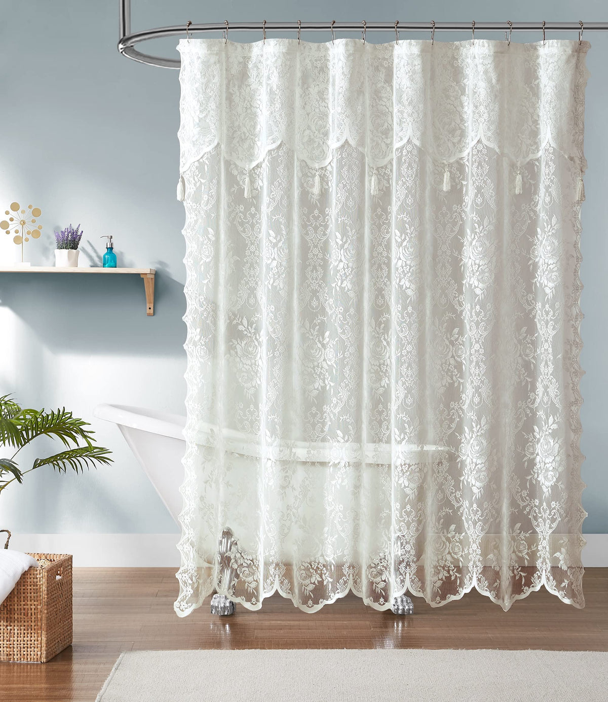 Warm Home Designs Golden Lace Shower Curtain with Valance. LAU Linen 72